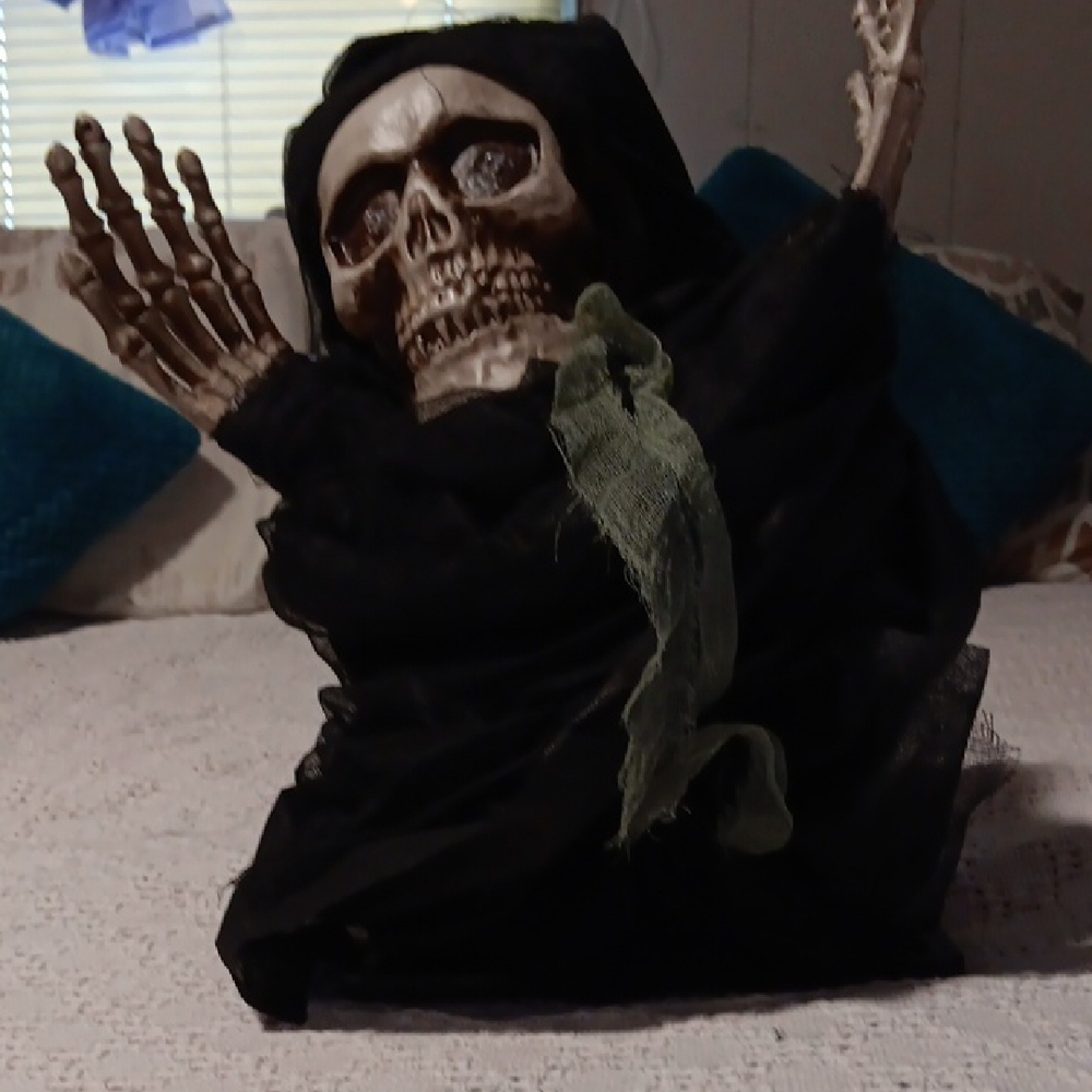 Skeleton Halloween Decor with Black and Green Accents